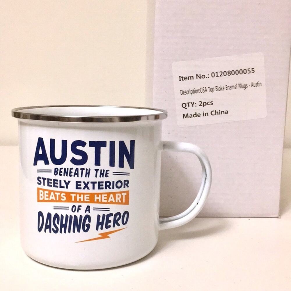 Austin coffee Mug enamel retro look camping new